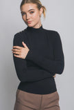Black Button Neck Sweater