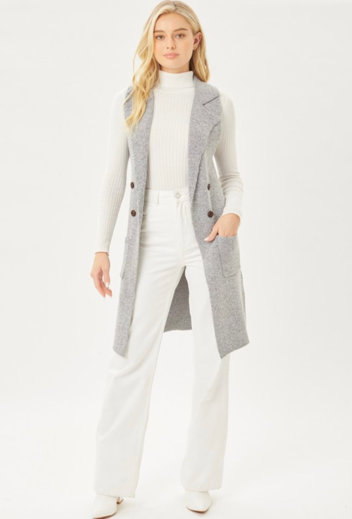 Grey Sweater Duster Vest