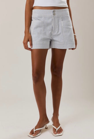 White Pinstripe Shorts