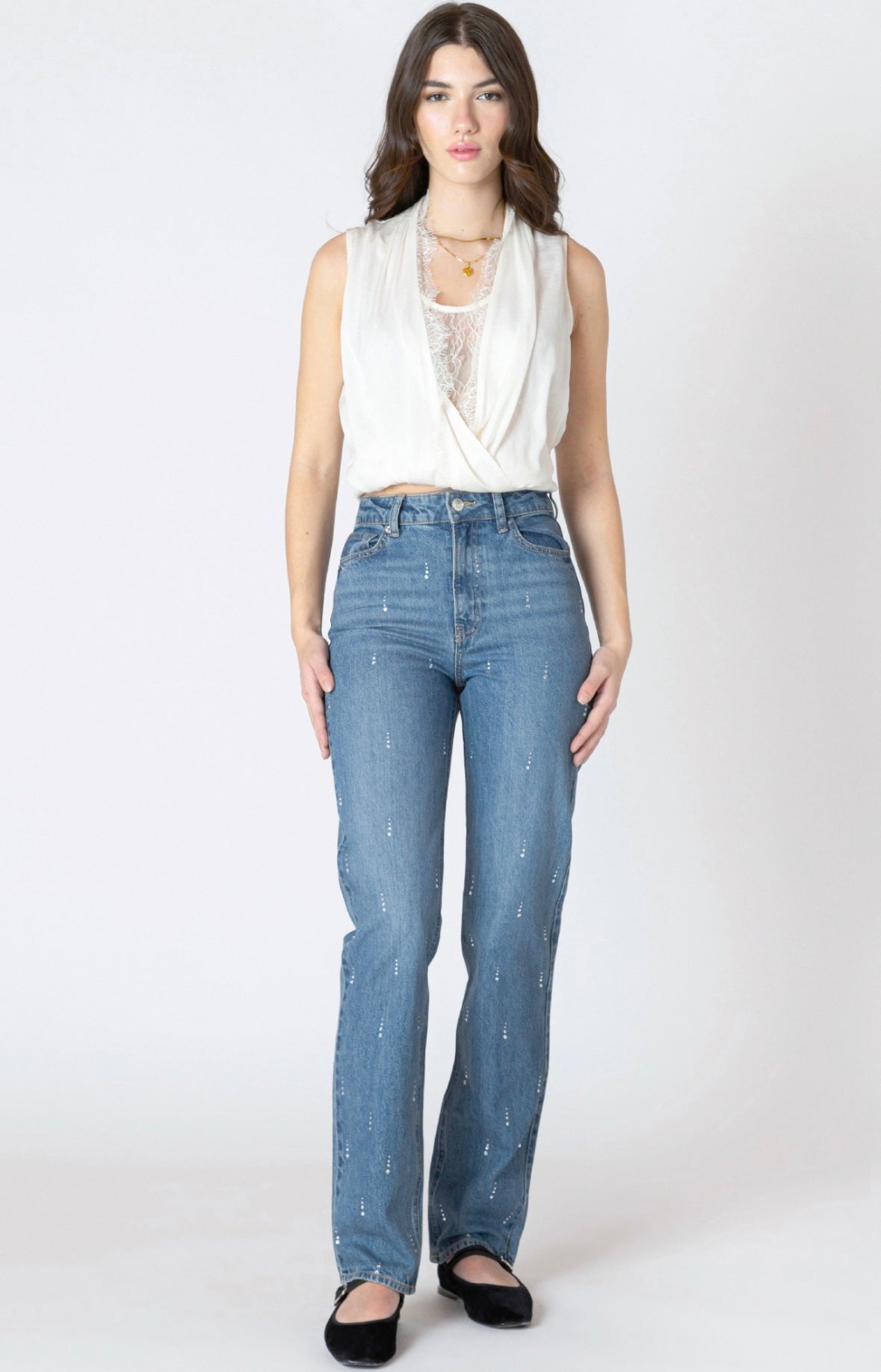 Rhinestone Wide Leg Jeans