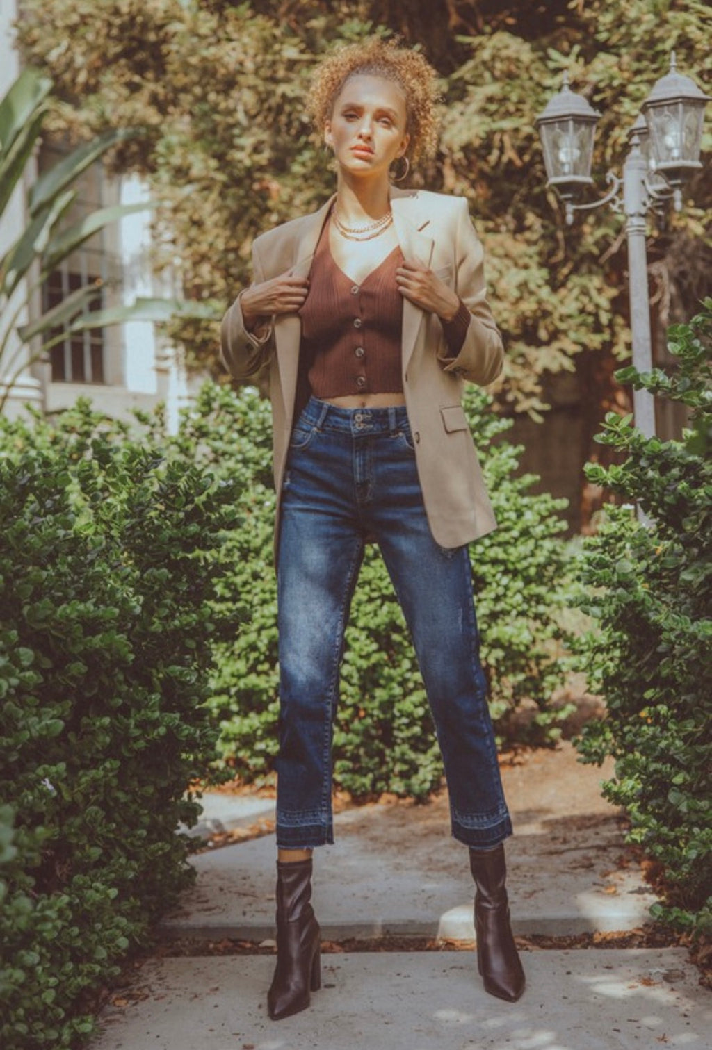 High Rise Cropped Release Hem Jeans