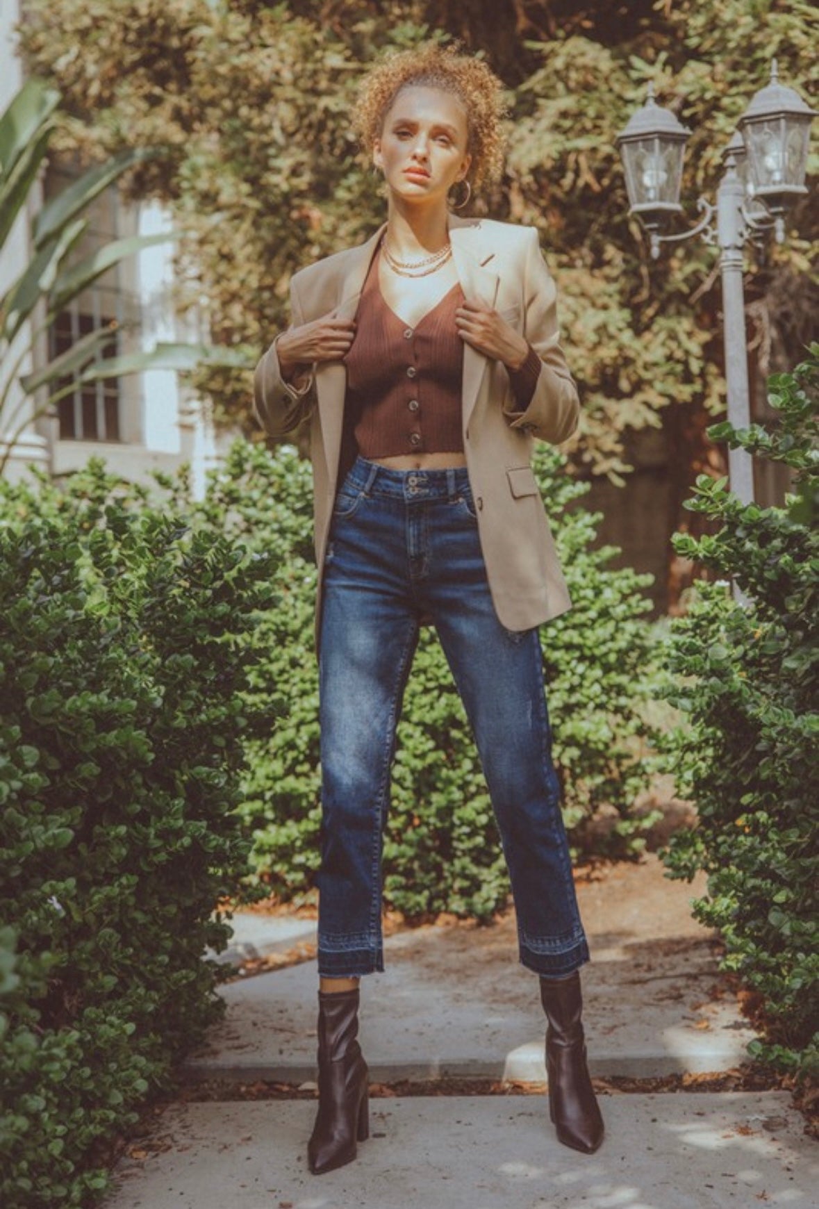 High Rise Cropped Release Hem Jeans