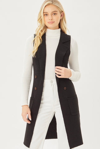 Black Sweater Duster Vest