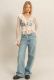 Cream Lace Tie Top