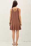Brown Ruffle Hem Dress