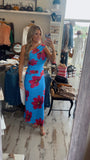 Blue Floral Mesh Dress