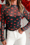 Black Sheer Heart Top