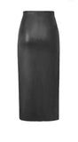 Black Vegan Leather Midi Skirt