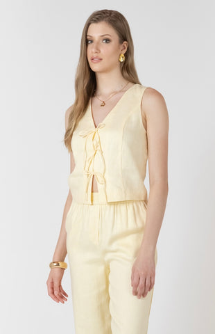 Lemon Linen Tie Top