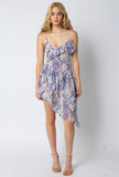Blue Snakeskin Sheer Ruffle Dress