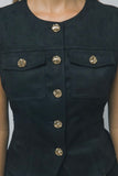 Black Suede Belted Vest