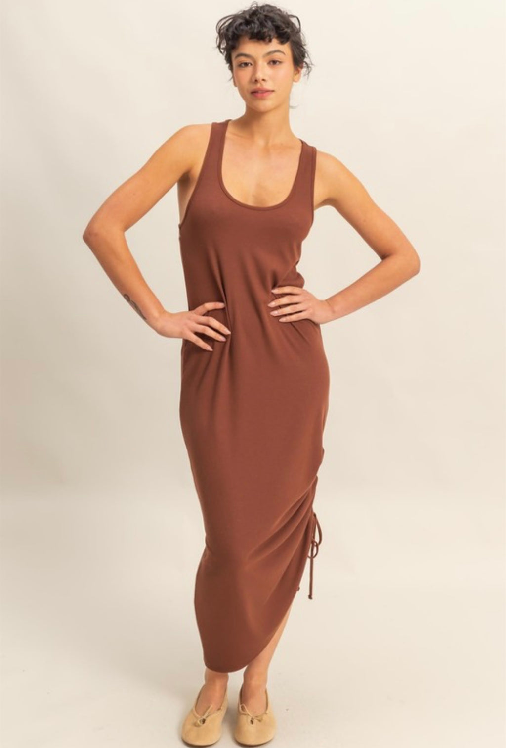 Brown Twist Tank Dress