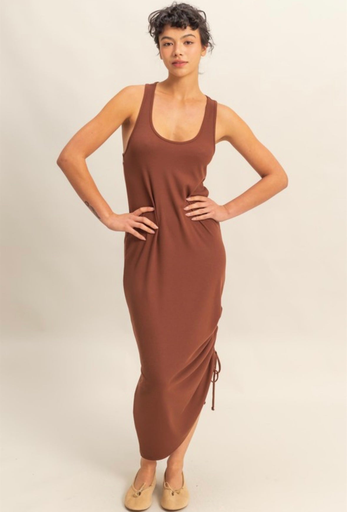Brown Twist Tank Dress