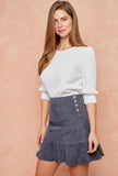 Grey Corduroy Flounce Skirt