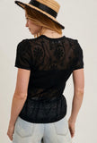 Black Crochet Peplum Top