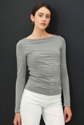Grey High Neck Long Sleeve Top