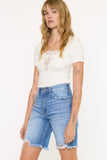 Denim Pinstripe Bermuda Shorts