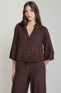 Dark Chocolate Button Down
