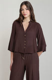Dark Chocolate Button Down