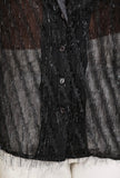 Black Fringe Glitter Button Down