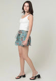 Blue Floral Belted Shorts