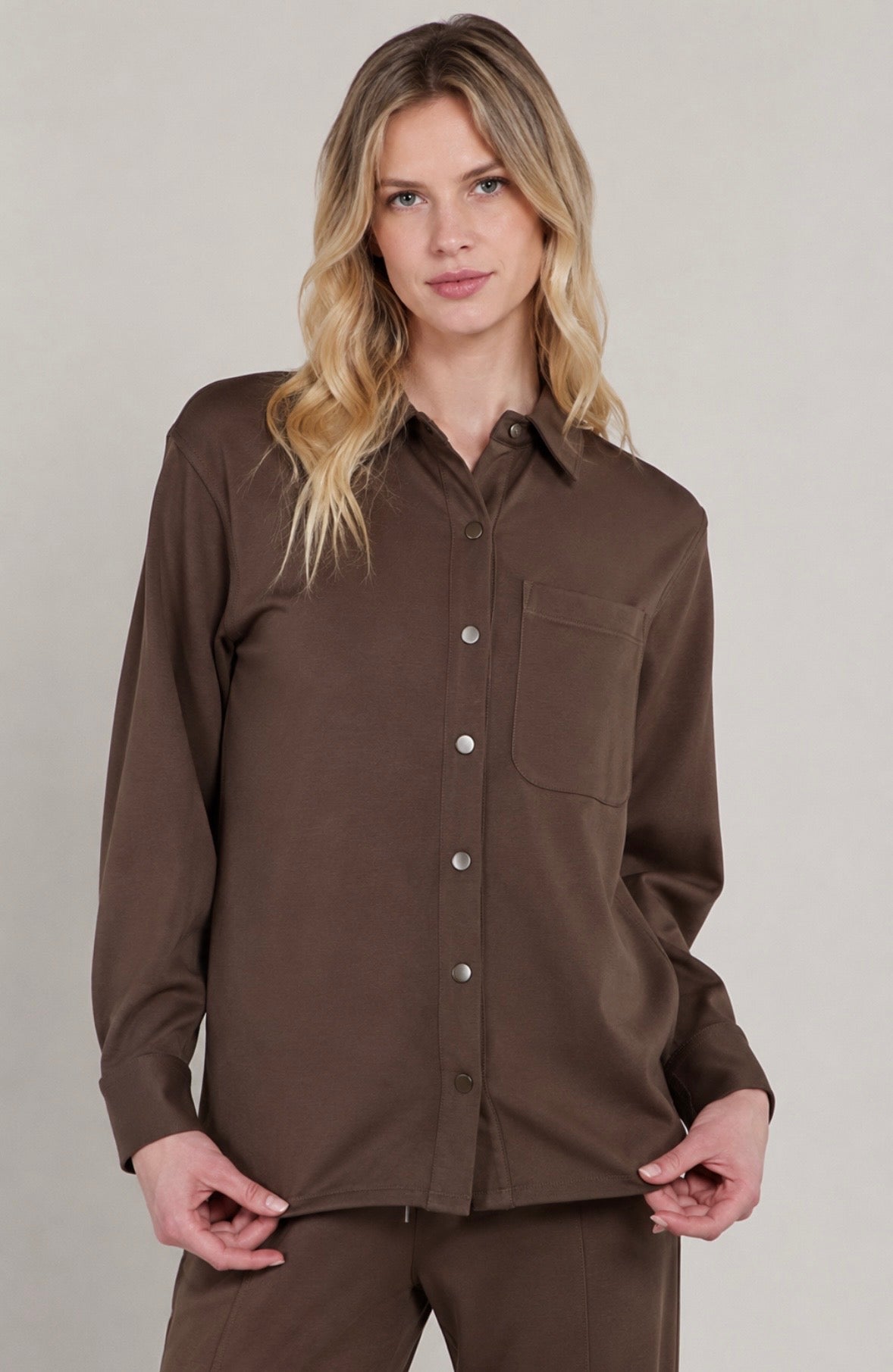Milk Chocolate Button Down Sweatshirt