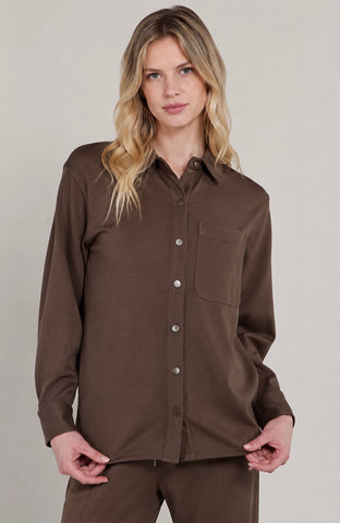 Milk Chocolate Button Down Sweatshirt