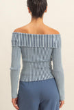 Blue Off The Shoulder Ribbed Top