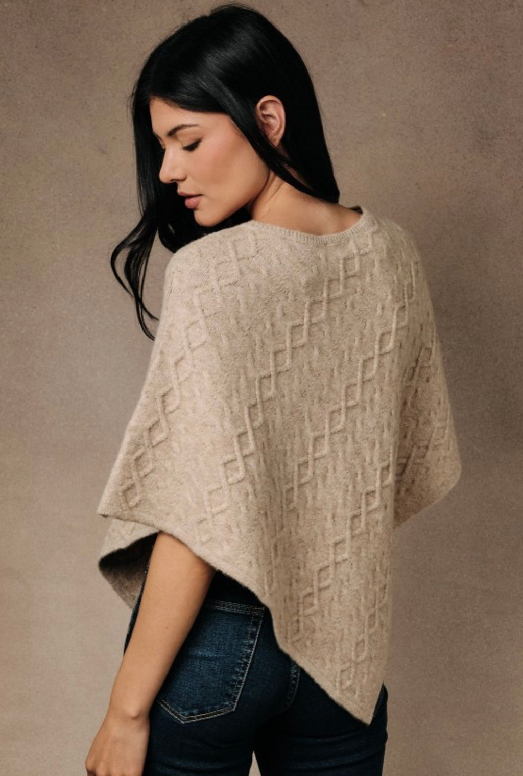 Oatmeal Knit Poncho Sweater