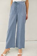Blue Tencel Wide Leg Pants
