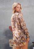 Snake Print Satin Button Down