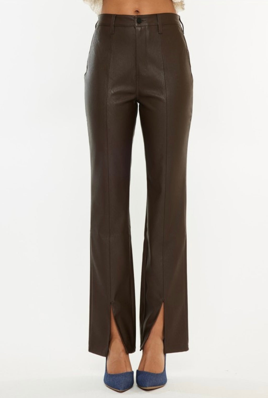 Brown Vegan Leather Pants