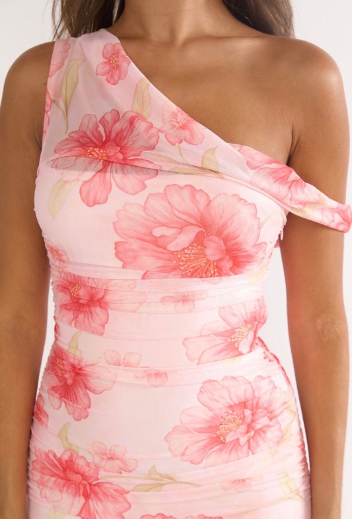Pink Floral Mesh Dress