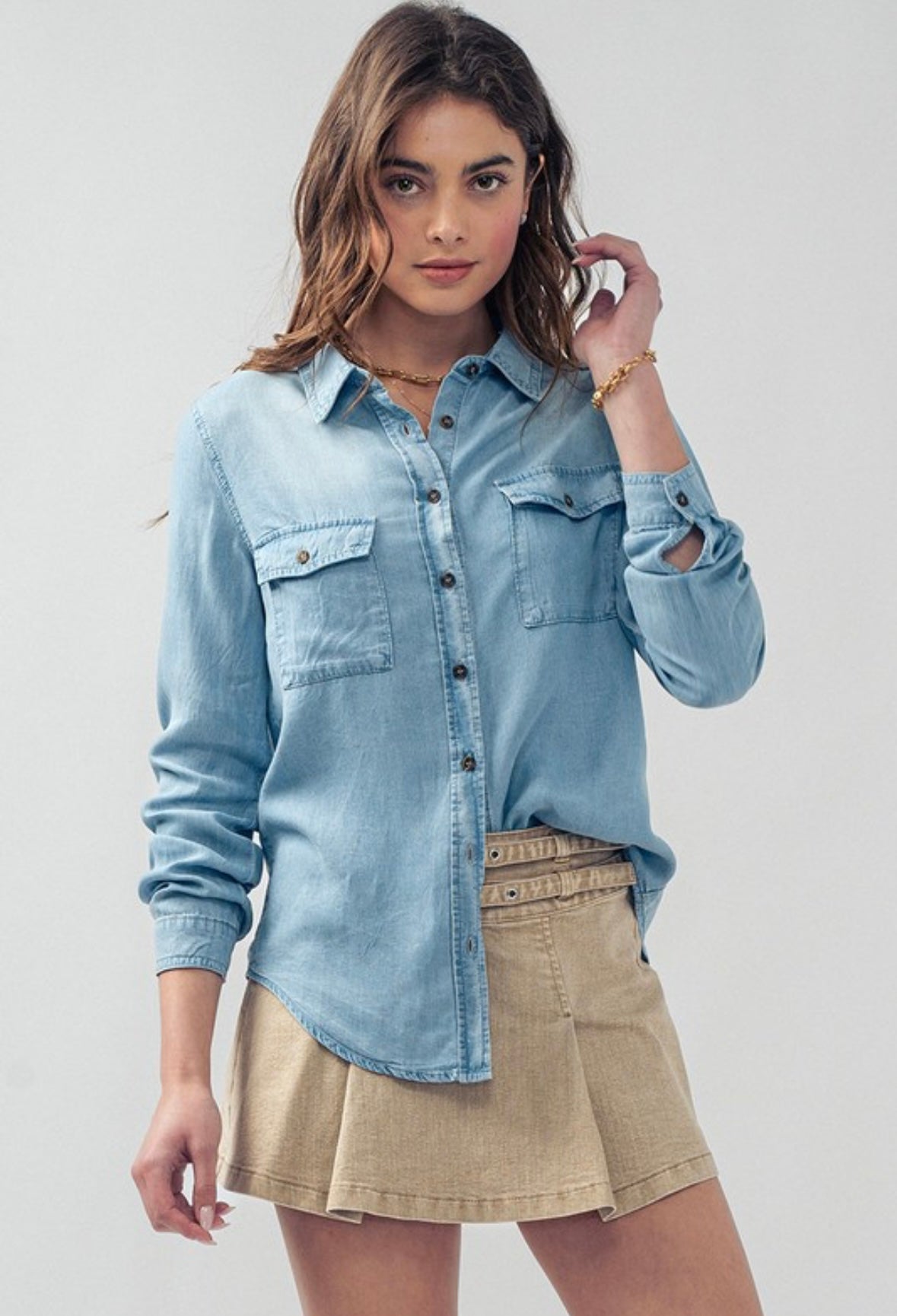 Denim Long Sleeve Button Down