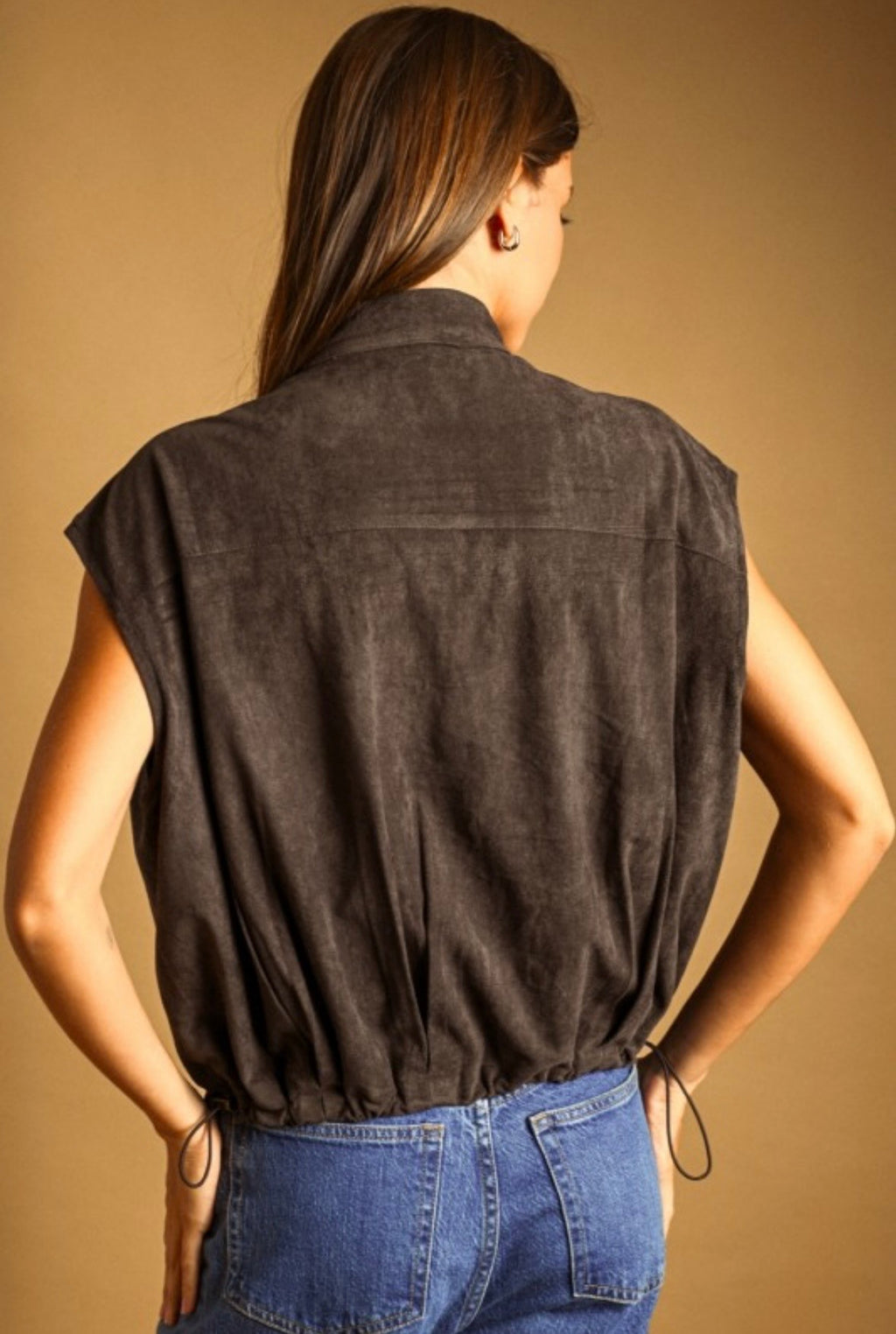 Charcoal Suede Bubble Vest