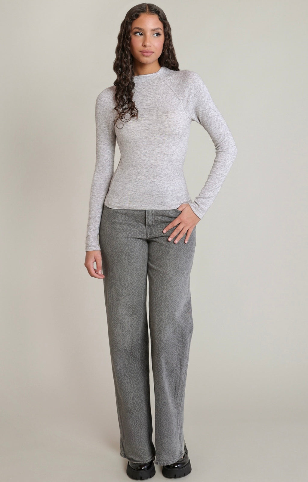 Charcoal Snake Wide Jeans