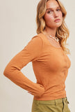 Camel Textured Snap Top