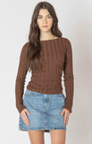 Brown Melange Ribbed Top