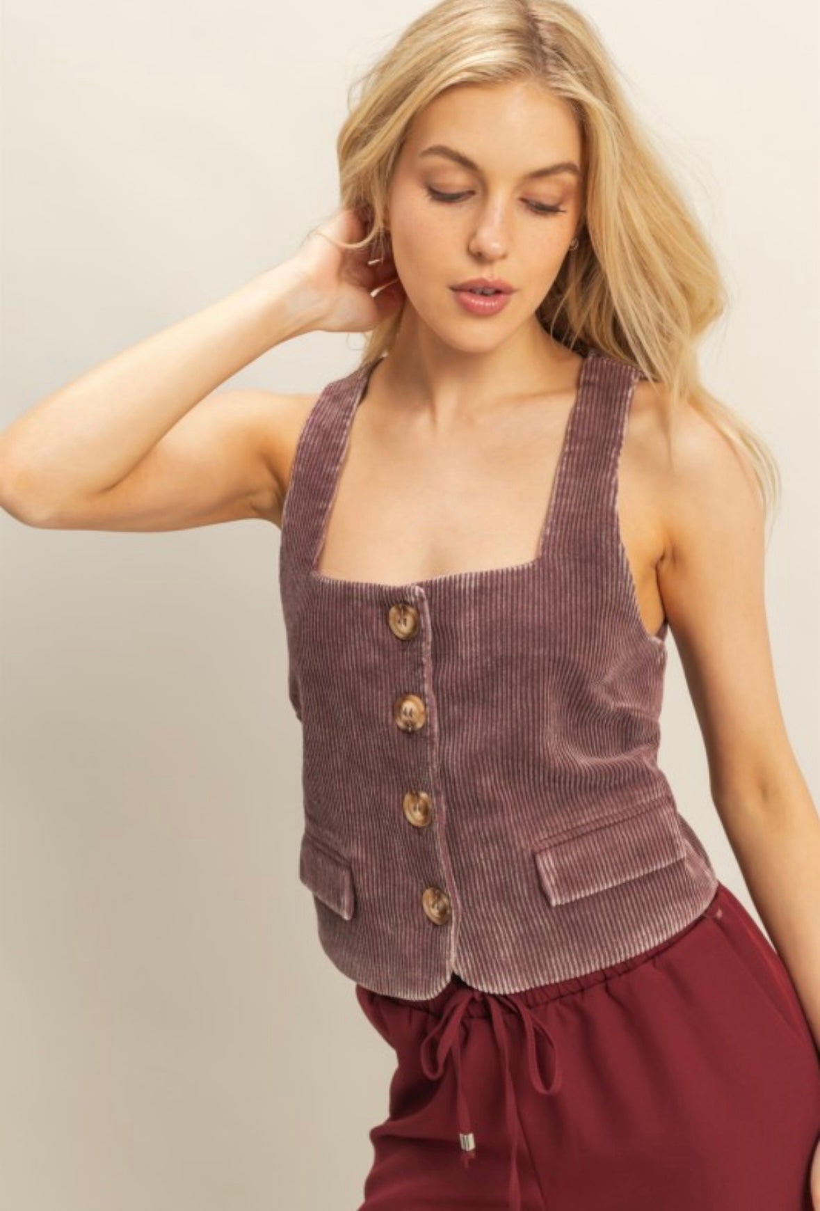 Mulberry Corduroy Vest