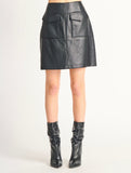 Black Leatherlike Pocket Skirt