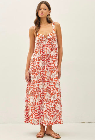 Orange Tropical Maxi Dress