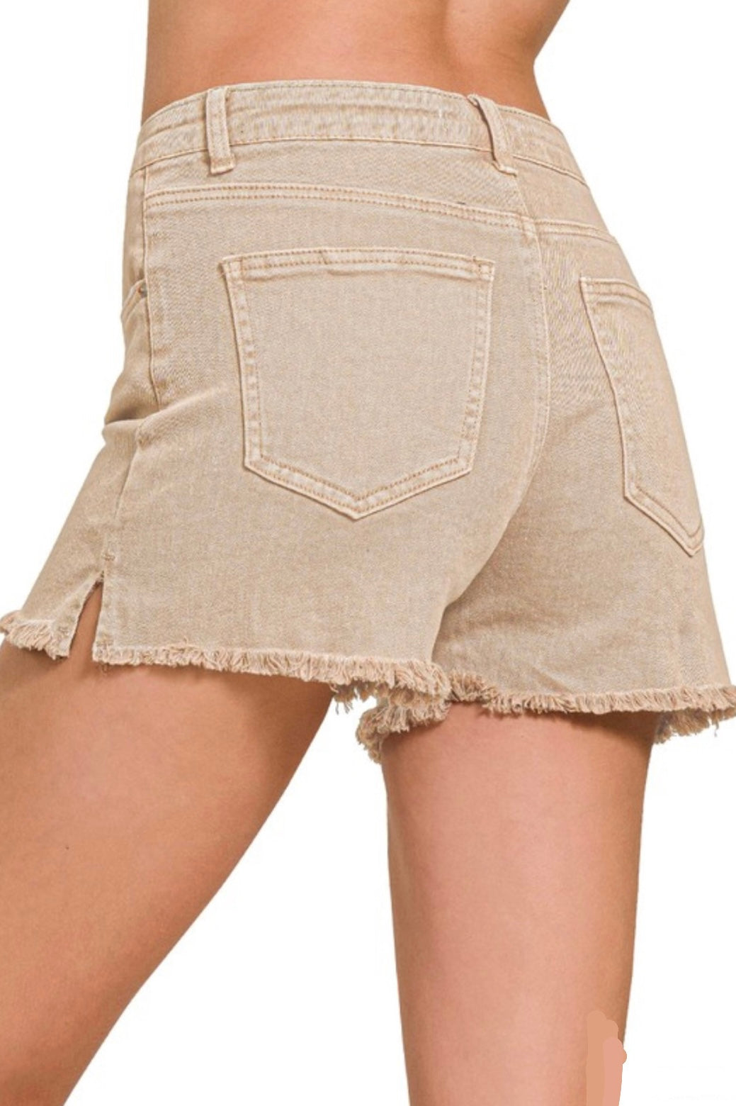 Beige Denim Shorts