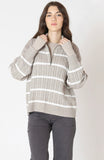 Taupe Stripe Half Zip Sweater