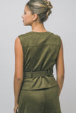 Olive Suede Belted Vest