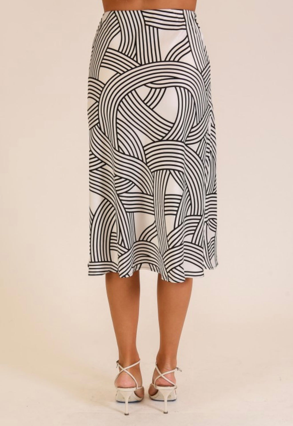 Cream Abstract Print Skirt