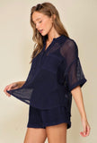 Navy Mesh Top