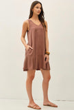 Brown Ruffle Hem Dress