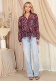 Paisley Sheer Button Down Top