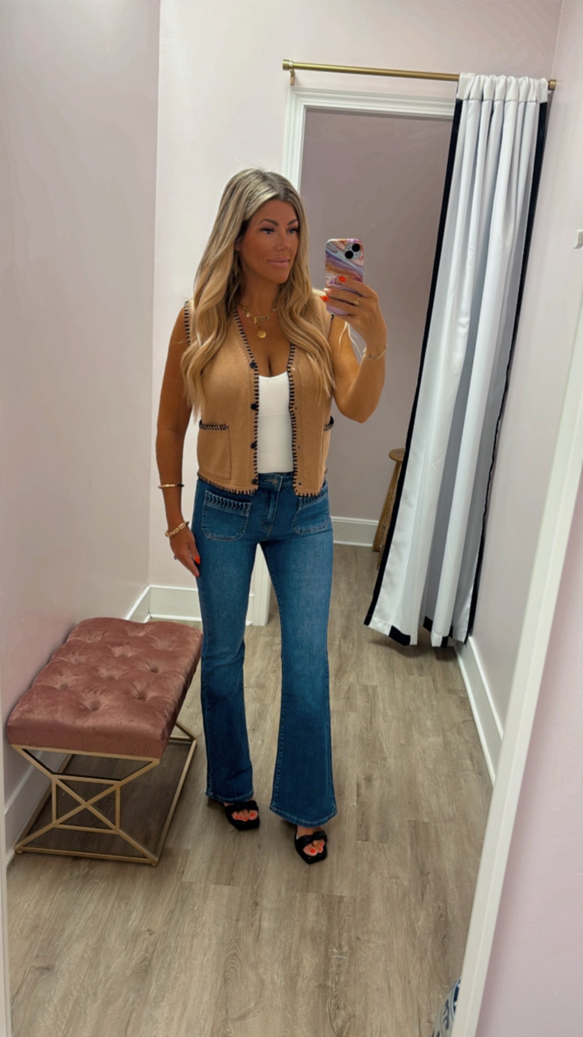 Camel Stitched Sweater Vest