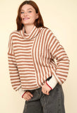 Mocha Stripe Turtleneck Sweater